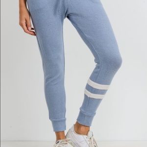Light Blue Asymmetrical Double Striped Joggers